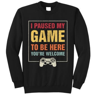 I Paused My Game To Be Here YouRe Welcome Video Gamer Gifts Tall Sweatshirt