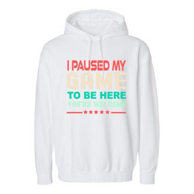 I Paused My Game To Be Here YouRe Welcome Retro Gamer Great Gift Garment-Dyed Fleece Hoodie