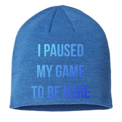 I Paused My Game To Be Here Gamer Hooded Cute Funny Gift Sustainable Beanie