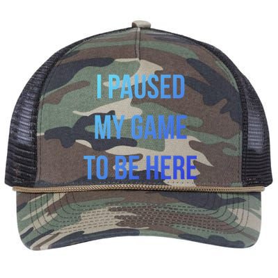 I Paused My Game To Be Here Gamer Hooded Cute Funny Gift Retro Rope Trucker Hat Cap