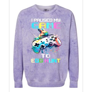 I Paused My Game To Egg Hunt Easter Funny Gamer Colorblast Crewneck Sweatshirt