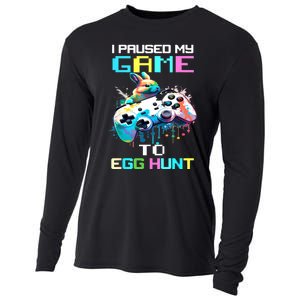 I Paused My Game To Egg Hunt Easter Funny Gamer Cooling Performance Long Sleeve Crew