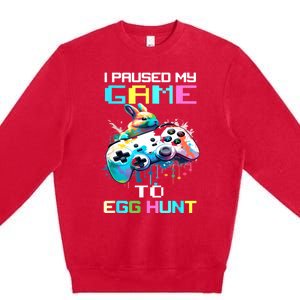 I Paused My Game To Egg Hunt Easter Funny Gamer Premium Crewneck Sweatshirt