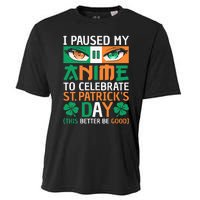 I Paused My Anime To Celebrate St Patricks Day Funny Anime Cooling Performance Crew T-Shirt