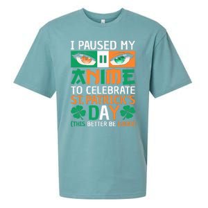 I Paused My Anime To Celebrate St Patricks Day Funny Anime Sueded Cloud Jersey T-Shirt