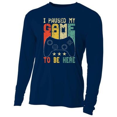 I Paused My Game To Be Here Video Game Vintage Cooling Performance Long Sleeve Crew