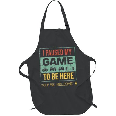 I Paused My Game To Be Here Gamer Gaming Retro Vintage Gift Apron