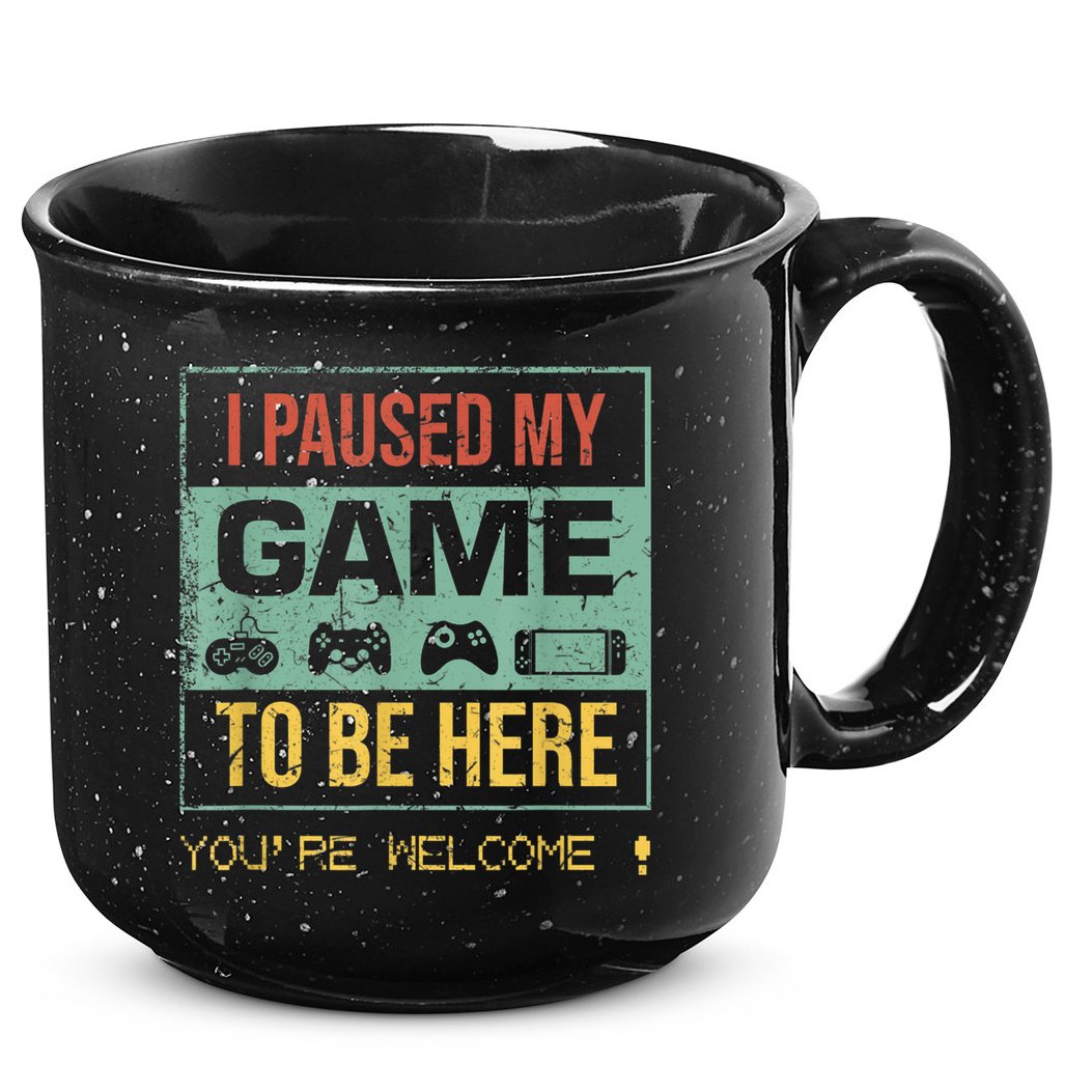 I Paused My Game To Be Here Gamer Gaming Retro Vintage Gift 15oz Campfire Ceramic Mug