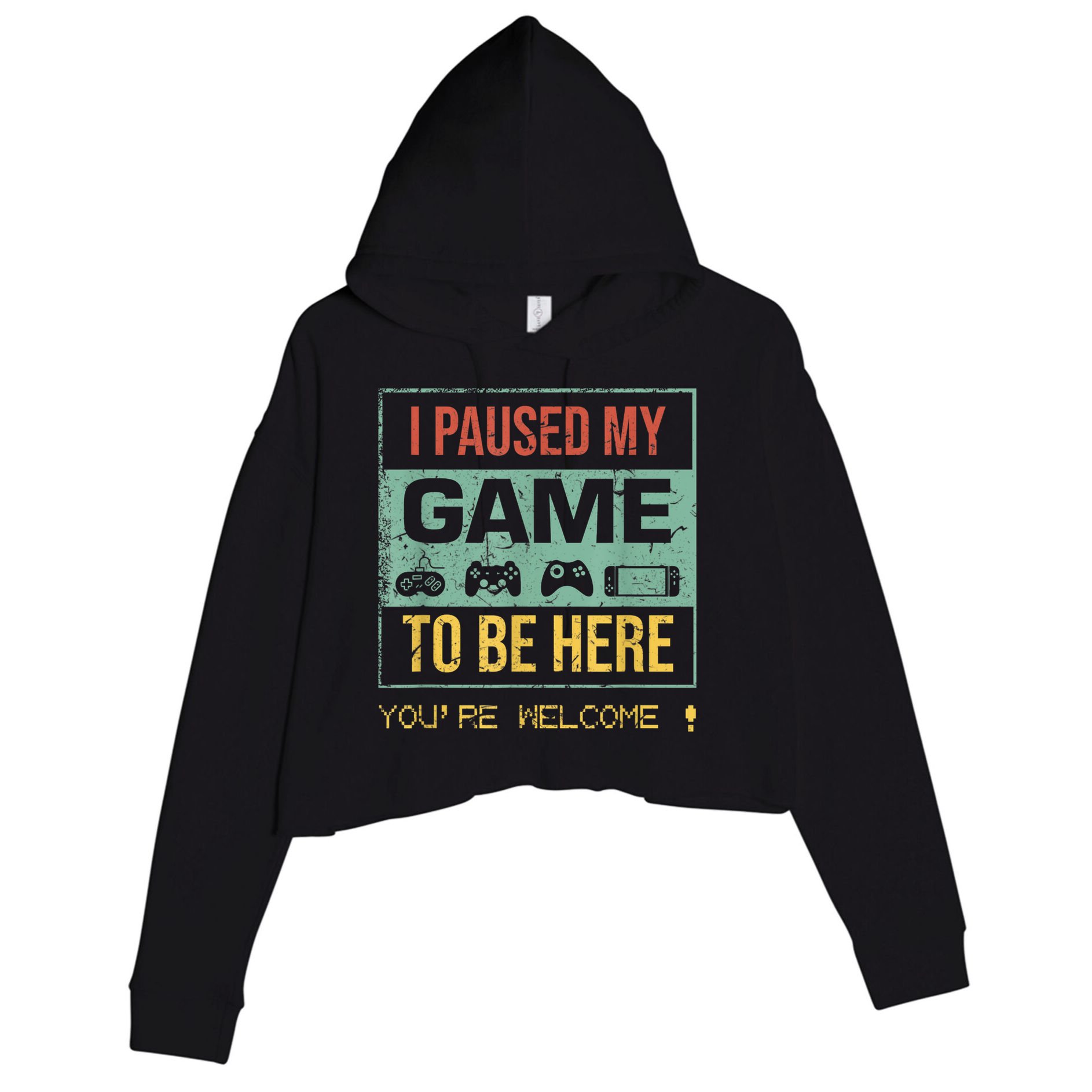 I Paused My Game To Be Here Gamer Gaming Retro Vintage Gift Crop Fleece Hoodie