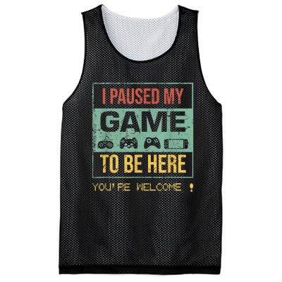 I Paused My Game To Be Here Gamer Gaming Retro Vintage Gift Mesh Reversible Basketball Jersey Tank