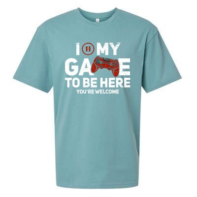 I Paused My Game To Be Here YouRe Welcome Gaming Gamer Gift Sueded Cloud Jersey T-Shirt