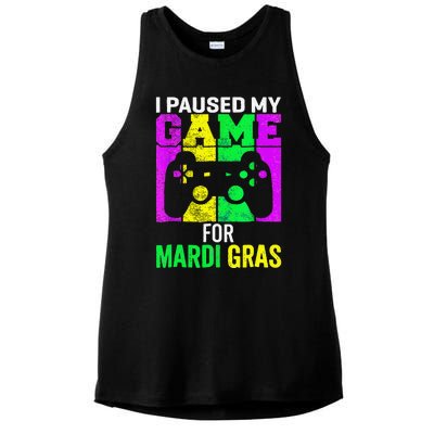 I Paused My Game For Mardi Gras Video Game Mardi Gras Ladies PosiCharge Tri-Blend Wicking Tank