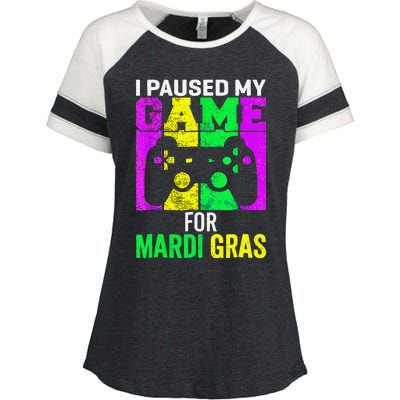 I Paused My Game For Mardi Gras Video Game Mardi Gras Enza Ladies Jersey Colorblock Tee