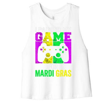 I Paused My Game For Mardi Gras Video Game Mardi Gras Women's Racerback Cropped Tank