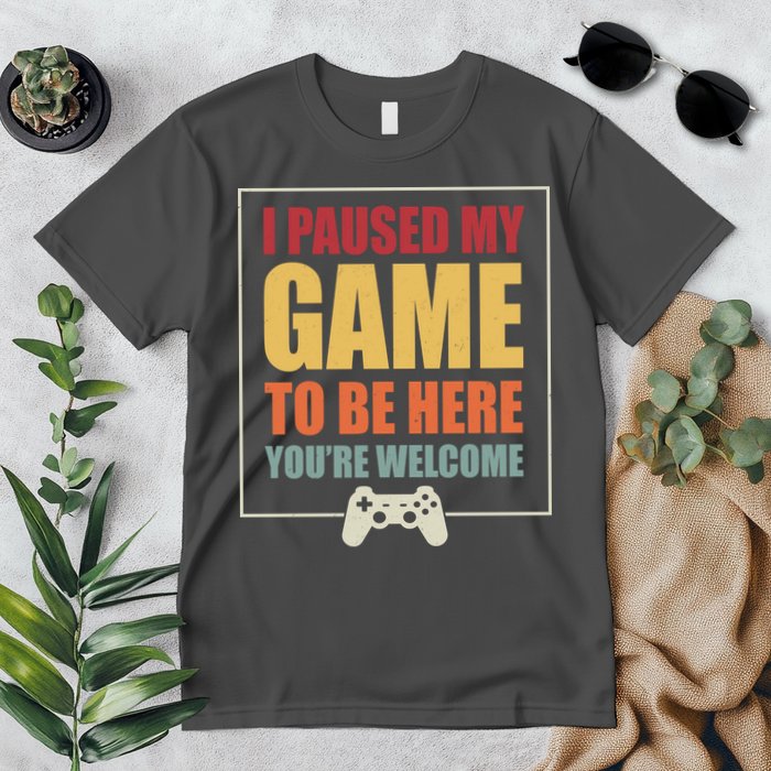 I Paused My Game To Be Here Youre Welcome Funny Gamers Gifts Premium T-Shirt