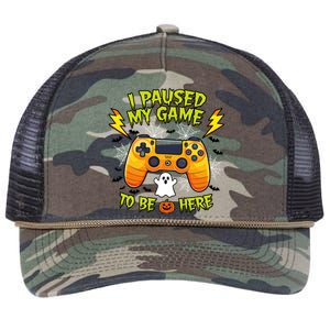 I Paused My Game Tobe Here Halloween Gaming Funny Gamer Gift Retro Rope Trucker Hat Cap