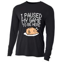 I Paused My Game To Be Here Pixel Turkey Cooling Performance Long Sleeve Crew