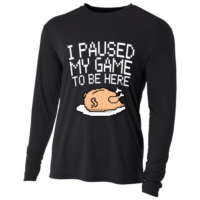 I Paused My Game To Be Here Pixel Turkey Cooling Performance Long Sleeve Crew