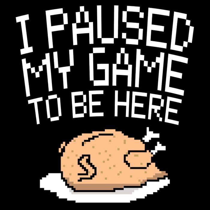 I Paused My Game To Be Here Pixel Turkey Cropped Pullover Crew
