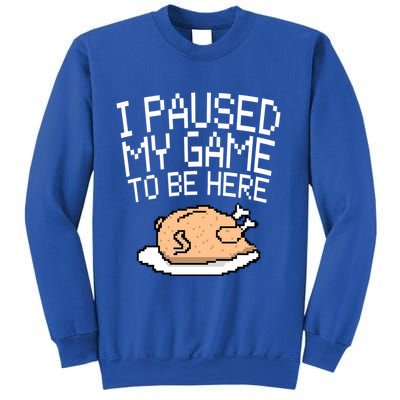 I Paused My Game To Be Here Pixel Turkey Sweatshirt
