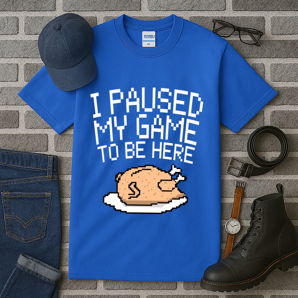 I Paused My Game To Be Here Pixel Turkey Tall T-Shirt