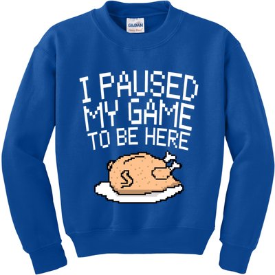 I Paused My Game To Be Here Pixel Turkey Kids Sweatshirt