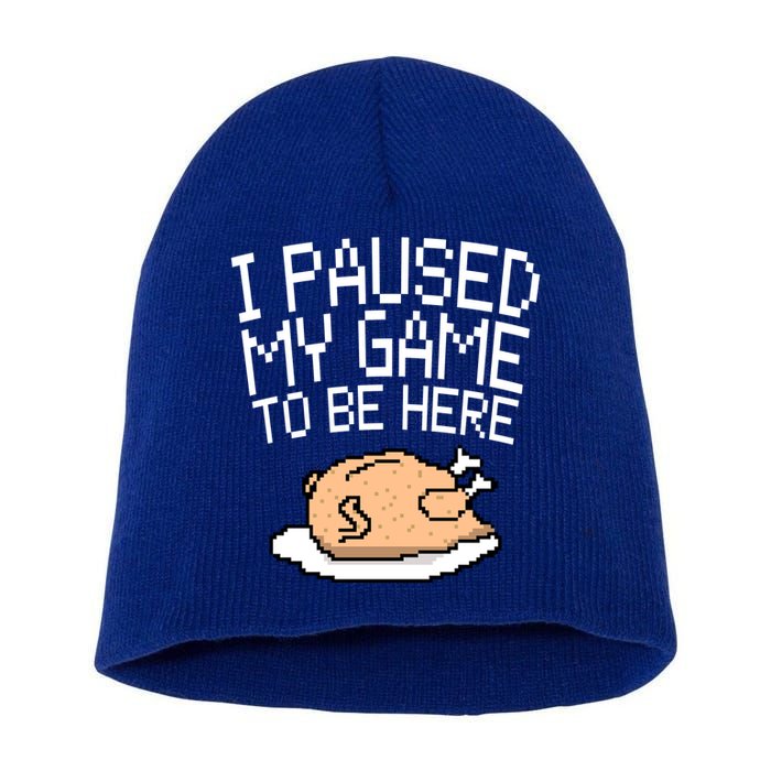 I Paused My Game To Be Here Pixel Turkey Short Acrylic Beanie