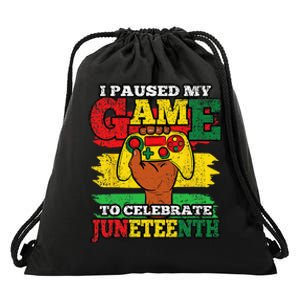 I Paused My Game Juneteenth Black History African Gamer Drawstring Bag