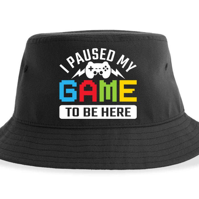 I Paused My Game To Be Here Youre Welcome Retro Gamer Gift Sustainable Bucket Hat