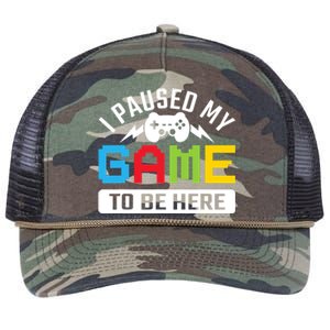 I Paused My Game To Be Here Youre Welcome Retro Gamer Gift Retro Rope Trucker Hat Cap