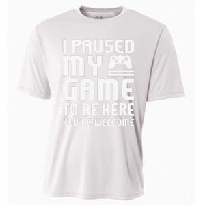 I Paused My Game To Be Here  Funny Video Gamers Gift  Cooling Performance Crew T-Shirt