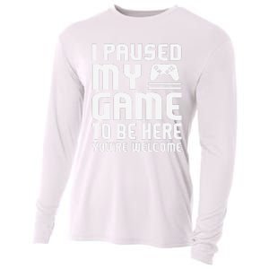 I Paused My Game To Be Here  Funny Video Gamers Gift  Cooling Performance Long Sleeve Crew