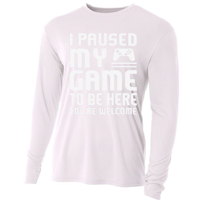 I Paused My Game To Be Here  Funny Video Gamers Gift  Cooling Performance Long Sleeve Crew