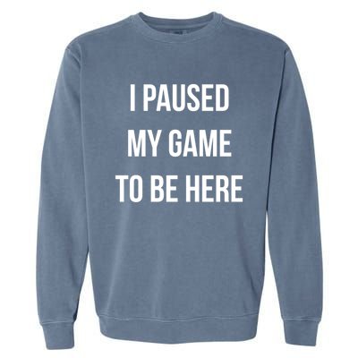 I Paused My Game To Be Here Gamer Hooded Cute Funny Gift Garment-Dyed Sweatshirt