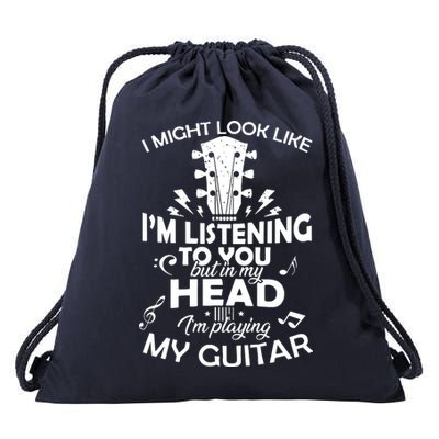 I'm Playing My Guitar Drawstring Bag