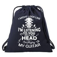 I'm Playing My Guitar Drawstring Bag