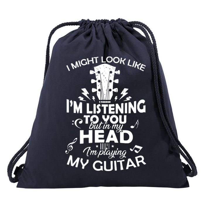 I'm Playing My Guitar Drawstring Bag