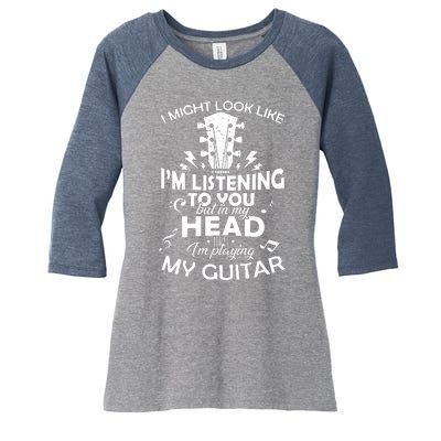 I'm Playing My Guitar Women's Tri-Blend 3/4-Sleeve Raglan Shirt