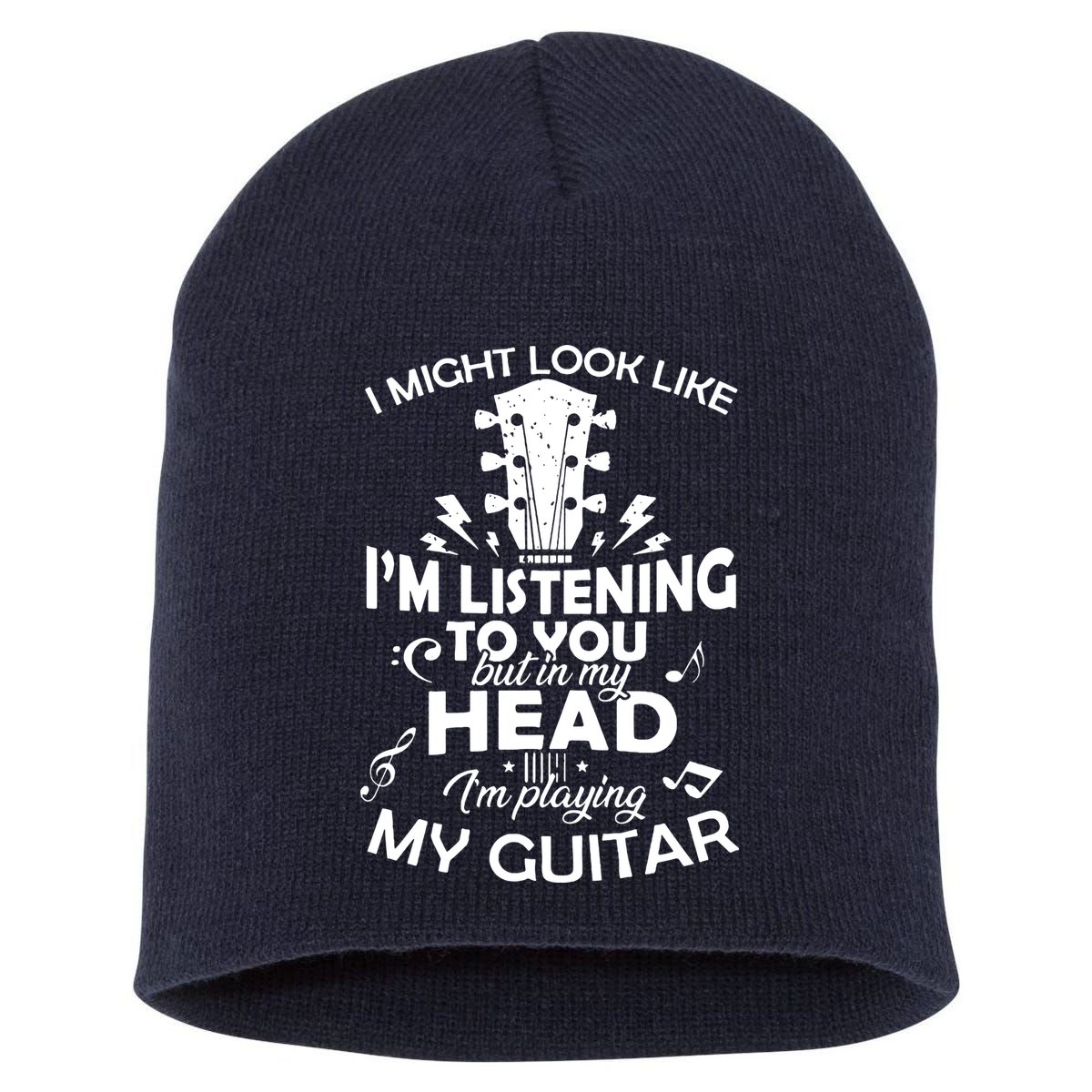 I'm Playing My Guitar Short Acrylic Beanie