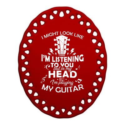 I'm Playing My Guitar Ceramic Oval Ornament