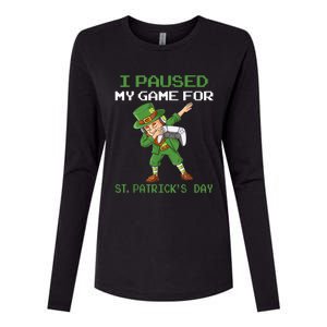 I Paused My Game For St Patricks Day Dabbing Leprechaun Boys Womens Cotton Relaxed Long Sleeve T-Shirt