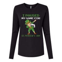 I Paused My Game For St Patricks Day Dabbing Leprechaun Boys Womens Cotton Relaxed Long Sleeve T-Shirt