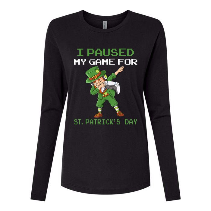 I Paused My Game For St Patricks Day Dabbing Leprechaun Boys Womens Cotton Relaxed Long Sleeve T-Shirt