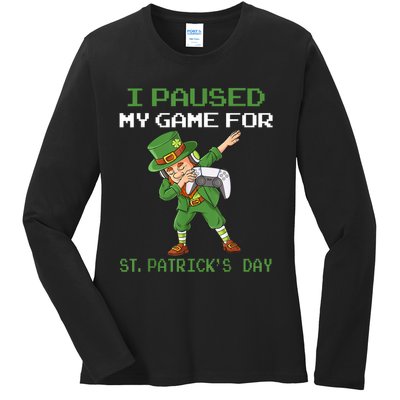 I Paused My Game For St Patricks Day Dabbing Leprechaun Boys Ladies Long Sleeve Shirt