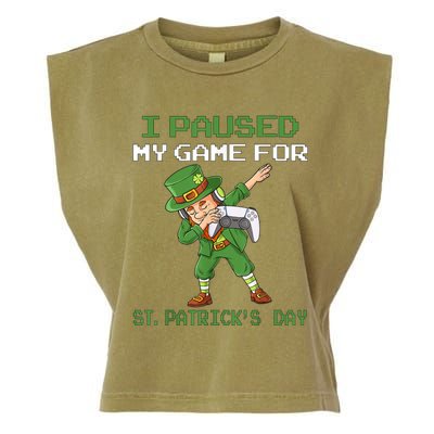 I Paused My Game For St Patricks Day Dabbing Leprechaun Boys Garment-Dyed Women's Muscle Tee