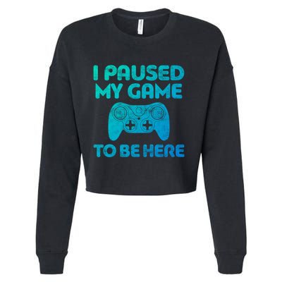 I Paused My Game To Be Here Gift Video Gamer Funny Gift Great Gift Cropped Pullover Crew
