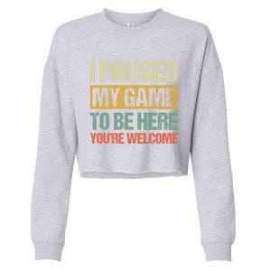 I Paused My Game To Be Here YouRe Welcome Retro Gamer Gift Cropped Pullover Crew