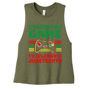 I Paused My Game To Celebrate Juneteenth Gamer Women's Racerback Cropped Tank