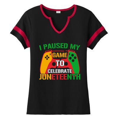 I Paused My Game To Celebrate Junenth Black History Month Gift Ladies Halftime Notch Neck Tee