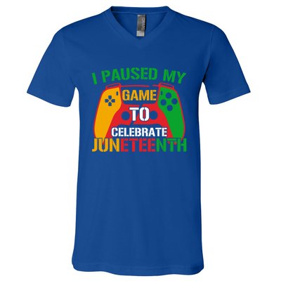 I Paused My Game To Celebrate Junenth Black History Month Gift V-Neck T-Shirt